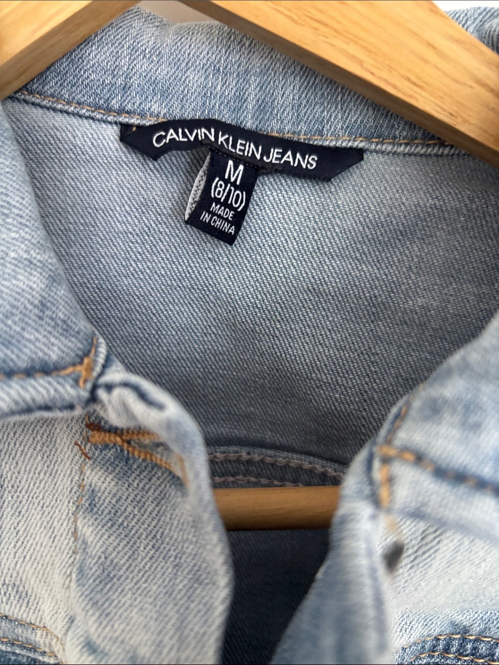 Calvin Klein Light Blue Denim Girls Jacket with Branded Hem - Picture 3 of 4